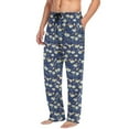 thumbnail image 5 of Men's Lightweight Pajama Bottoms Purple Poppy Pattern Stretch Elastic Waist Side Pockets Spring Fall, 5 of 7