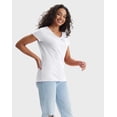 thumbnail image 2 of Hanes Women's Slub Jersey Shirred V-Neck T-Shirt White 2XL, 2 of 4
