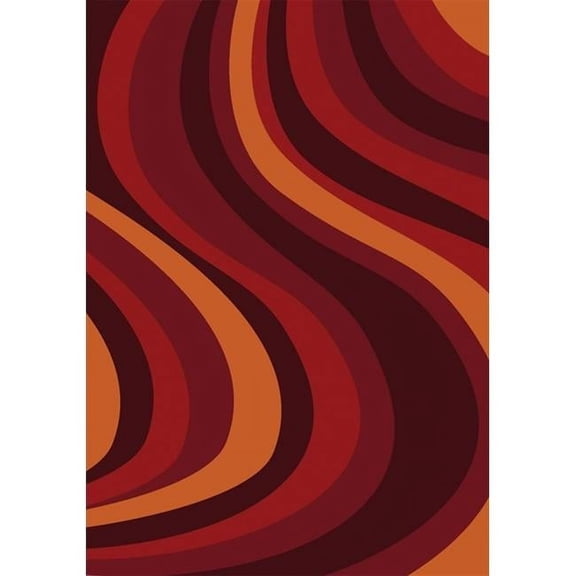 On the Curve Red 7 ft.8 in. x 10 ft.9 in.  WearOn Nylon Machine Tufted- Cut Pile Whimsy Rug