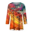 thumbnail image 6 of RPVATI 3/4 Length Sleeve Shirts for Women Button Down Up V Neck Elbow Sleeve Tops Floral Print Loose Fit Henley Blouses Fashion Trendy T Shirts Summer Tunic Tops 2024 Orange L, 6 of 6