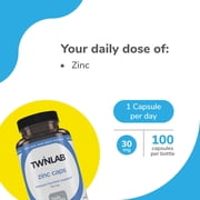 Twinlab Zinc Caps - Immune Support Supplement with Zinc Picolinate & Zinc Gluconate - Supplement for Immune Defense, Healthy Skin, DNA Synthesis, Metabolism and More - Zinc 30mg, 100 Caps (Pack of 2)