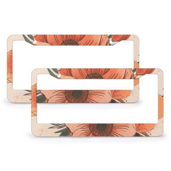 2 Pieces Happy Mothers Day With Love And Flowers Spring License Plate Frame Happy Mother's Day Flower License Plate Cover License Plate Novelty License Plate Frame Aluminum Metal
