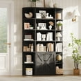 thumbnail image 1 of QinaQin 75 Inch Tall White Bookcase, 6 Tier Corner Bookshelf with Doors and Storage Cabinet, 1 of 7