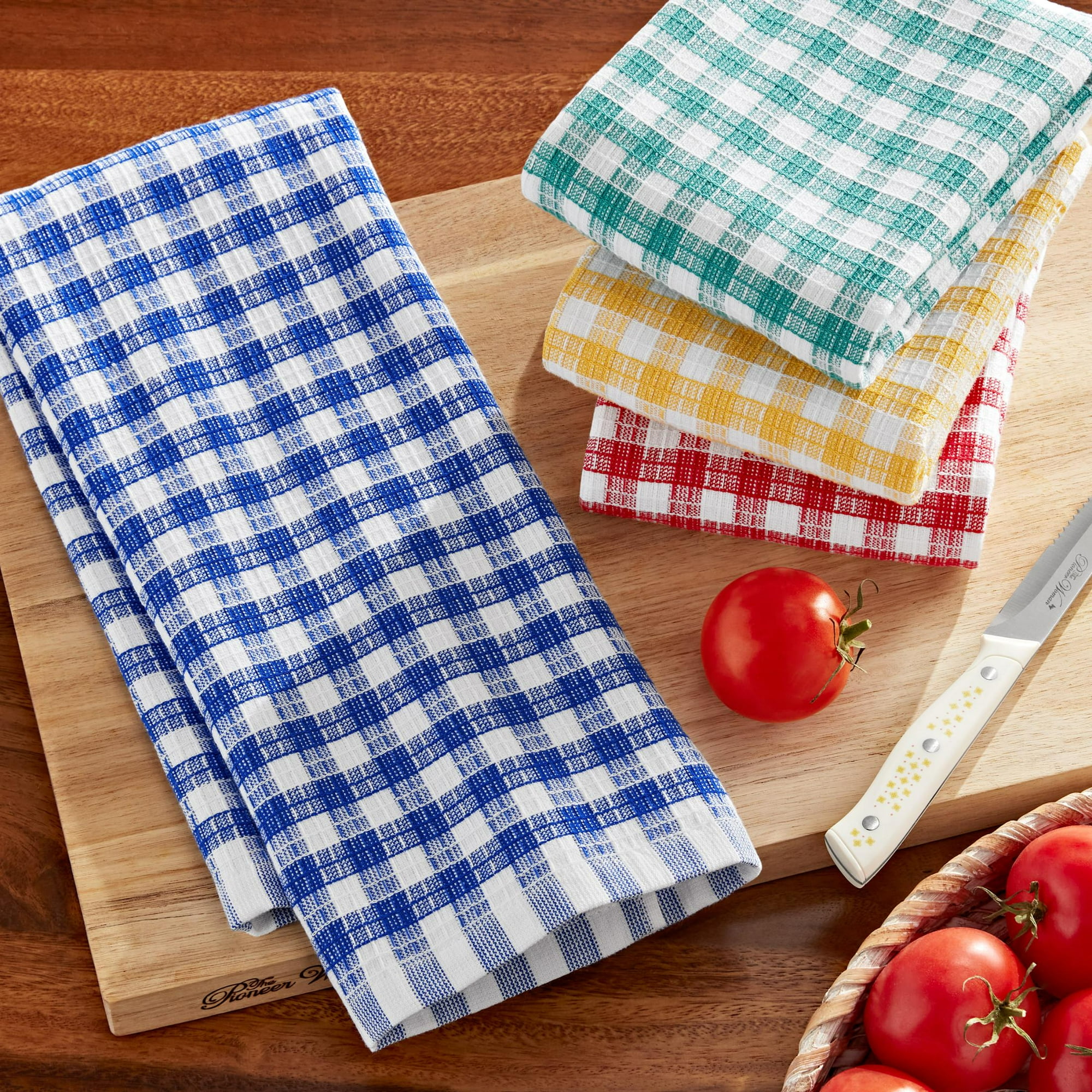 The Pioneer Woman Yarn Dyed Waffle Kitchen Towel Set, Multicolor, 16"W x 28"L, 4 Piece