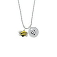 thumbnail image 2 of Delight Jewelry Silvertone Large Enamel Bumble Bee Silvertone Script Initial Disc - V - Charm Necklace, 20"+3", 2 of 4
