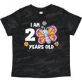 thumbnail image 3 of Inktastic I Am 2 Years Old Cute Smiling Butterfly with Flowers Girls Toddler T-Shirt, 3 of 5
