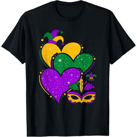 Mardi Gras Cute Hearts Women Vintage T-Shirt tee