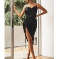 thumbnail image 3 of GHSDFBB Robe Satinée Sans Manches à Bretelles Spaghetti pour Femmes Cocktail Plage Soirée Col Bénitier à Pois Léopard Midi, 3 of 7
