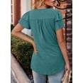 thumbnail image 6 of KISSMODA Short Sleeve Shirts for Women Dressy Casual Summer Blouses Pleated Front Loose Fit Tunic Tops, 6 of 6