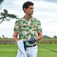 thumbnail image 6 of Xecao Colorful Hawaii Palms for Mens' Casual Short Sleeve Button-Down Polo Shirts for a Classic Golf Look, 6 of 9