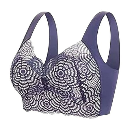 HCURIBAD Wireless Bras Clearance! Women s Underwear Sexy Lace Beauty Thin Tank Type Bra Push up Bra  Backless Bra  Bras for Women Blue 3XL