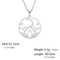 thumbnail image 5 of EUEAVAN Silver Lotus Moon Star Circular Pendant Necklace Stainless Steel Jewelry, 5 of 6