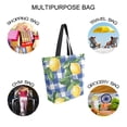 thumbnail image 7 of FORMRS Womens Canvas Tote Bag with Zipper Inner Pocket Shoulder Handbag, Blue Plaid Lemon, 7 of 7