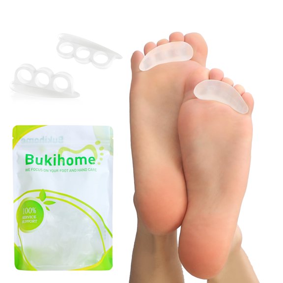 Bukihome Hammertoe Corrector Gel Toe Straighteners - 12 pcs Support Crest for Women & Men - Realign Bent, Crooked, Curled, Claw, Hammer Toes - Clear,Three Loop