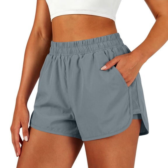 Guluxicc Women's Athletic Shorts with Pockets Elastic Waist Straight Leg Running Performance Short Trousers for Everyday Gym Workout