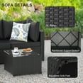 thumbnail image 3 of Phonjoroo 5PCS Patio Furniture Sets All Weather Outdoor Sectional Sofa Manual Weaving Wicker Rattan Outdoor Conversation Set with With Cushion And Glass Table, Black, 3 of 7