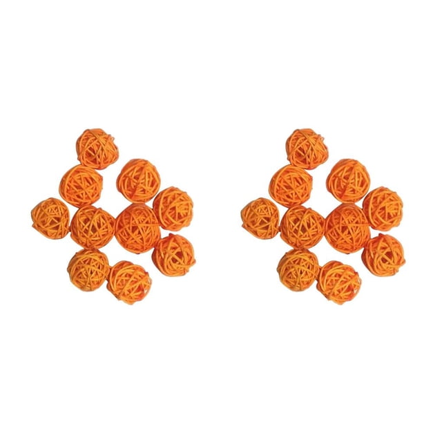 Yuarrent 10 Uds. Bolas de ratán de mimbre de 3cm, artesanía decorativa para fiesta de boda de Navidad, naranja 2piezas naranja 10 piezas
