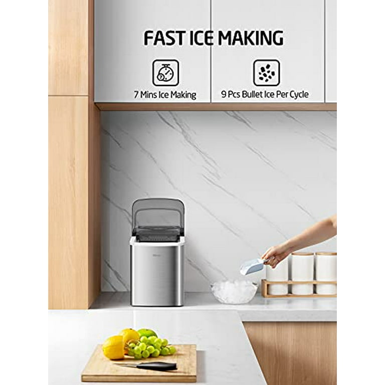 Silonn Ice Makers Countertop 9 Bullet Ice Cubes Ready in 6 Minutes, 26lbs  in 24Hrs Portable Ice Maker Machine Self-Cleaning, 2 Sizes of Bullet-Shaped  Ice for Home Kitchen Office Bar Party 