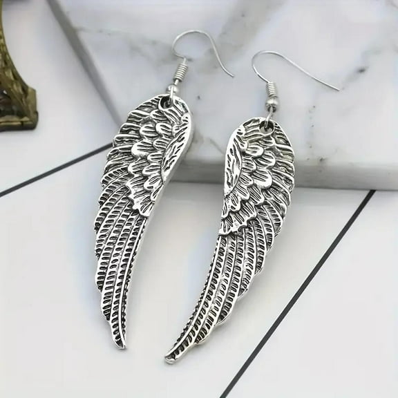 Angel Wing Earrings – Silver Hook Feather-Inspired Jewelry