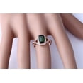 thumbnail image 2 of Halo Art Deco Infinity 2 Carat Green Emerald 7x5mm Emerald Cut And Moissanite Diamond Engagement Ring for Her in 10k Rose Gold, 2 of 5