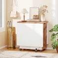 thumbnail image 2 of Costway Folding Dining Table with Lockable Wheels, 2 Drawers & 2 Cabinets for Small Spaces White + Rustic, 2 of 10