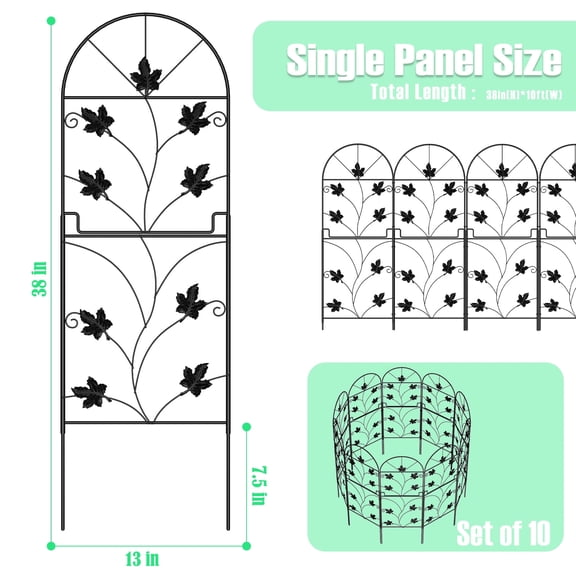 10 Pieces Decorative Garden Fence Panels No Digging Fence
