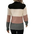 thumbnail image 3 of Women'S Color Block Sweaters Long Sleeve Mock Neck Tops Loose Knitted Pullover Sweater Pink S, 3 of 7