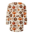thumbnail image 4 of VKOYWKM Halloween T-Shirts for Women 3/4 Length Sleeve Womens Tops Fall Crew Neck Loose Spooky Pumpkin Ghost Graphic T Shirts Halloween Costume, 4 of 5