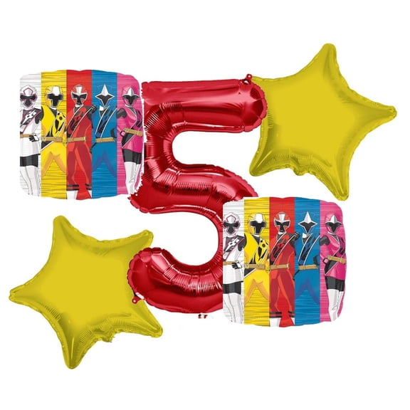 Power Rangers Balloon Bouquet 5th Birthday 5 pcs - Party Supplies