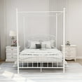 thumbnail image 2 of AUFANK Classic Full Size Metal Canopy Bed Frame, Easy Assembly, White, 2 of 6