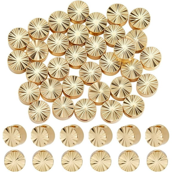 50Pcs 18K Gold Plated Coin Beads Round Spacer Beads 5x3mm Tiny Coin Disc Loose Beads for Bracelet Necklace Jewelry Making Hole: 1.6mm Gold DIY