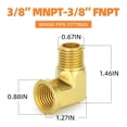 thumbnail image 4 of GASHER 5pcs 90 Degree Barstock Street Elbow, 3/8 Inch NPT Male Pipe to 3/8 Inch NPT Female Brass Pipe Fitting, 4 of 6