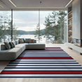 thumbnail image 2 of ODIKA 8'x10' Washable Area Rug Durable, Non-Slip Nautical Striped With Bold Horizontal Bands And Accent Lines for Living Room, Under Sectional, Family, 2 of 7