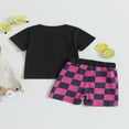 thumbnail image 3 of Bébé Garçon 2 Pièces Tenues Lettre Imprimé Manches Courtes T-Shirt Damier Short, 3 of 7