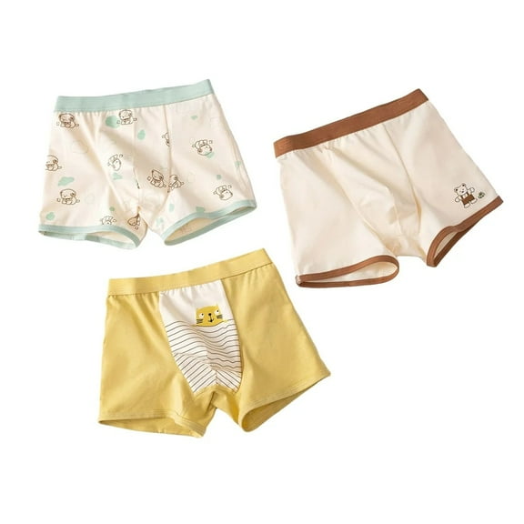 XBASW 3PCS Toddler Kids Boys Cotton Boxer Underwear Cartoon Print Briefs Breathable Four Corners Shorts Panties Size 4-11 Years