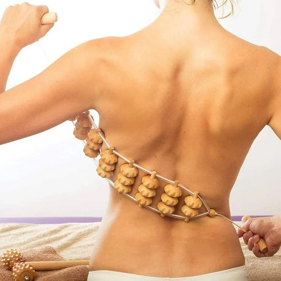 Wooden Rope Back Massager - Pain Relief and Lymphatic Drainage Tool for Back, Neck, Legs, Waist - Massage Therapy and Anti-Cellulite Solution