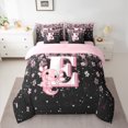 thumbnail image 2 of Manfei Girls Pink Monogrammed Bedding Comforter Set 7-Piece, Personalized Letter E Full Bedding Set, Kawaii Axolotl Cherry Blossoms Fitted Sheet Flat Sheet, Luxury Bedroom Decor, 2 of 8