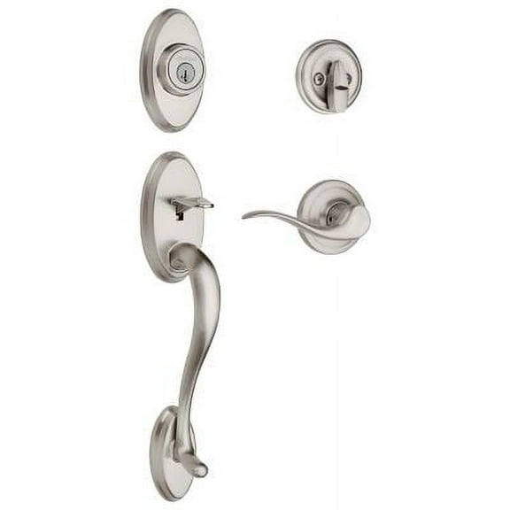 Kwikset Shelburne Sgl Cyl Handleset with Tustin Door Lever in SN