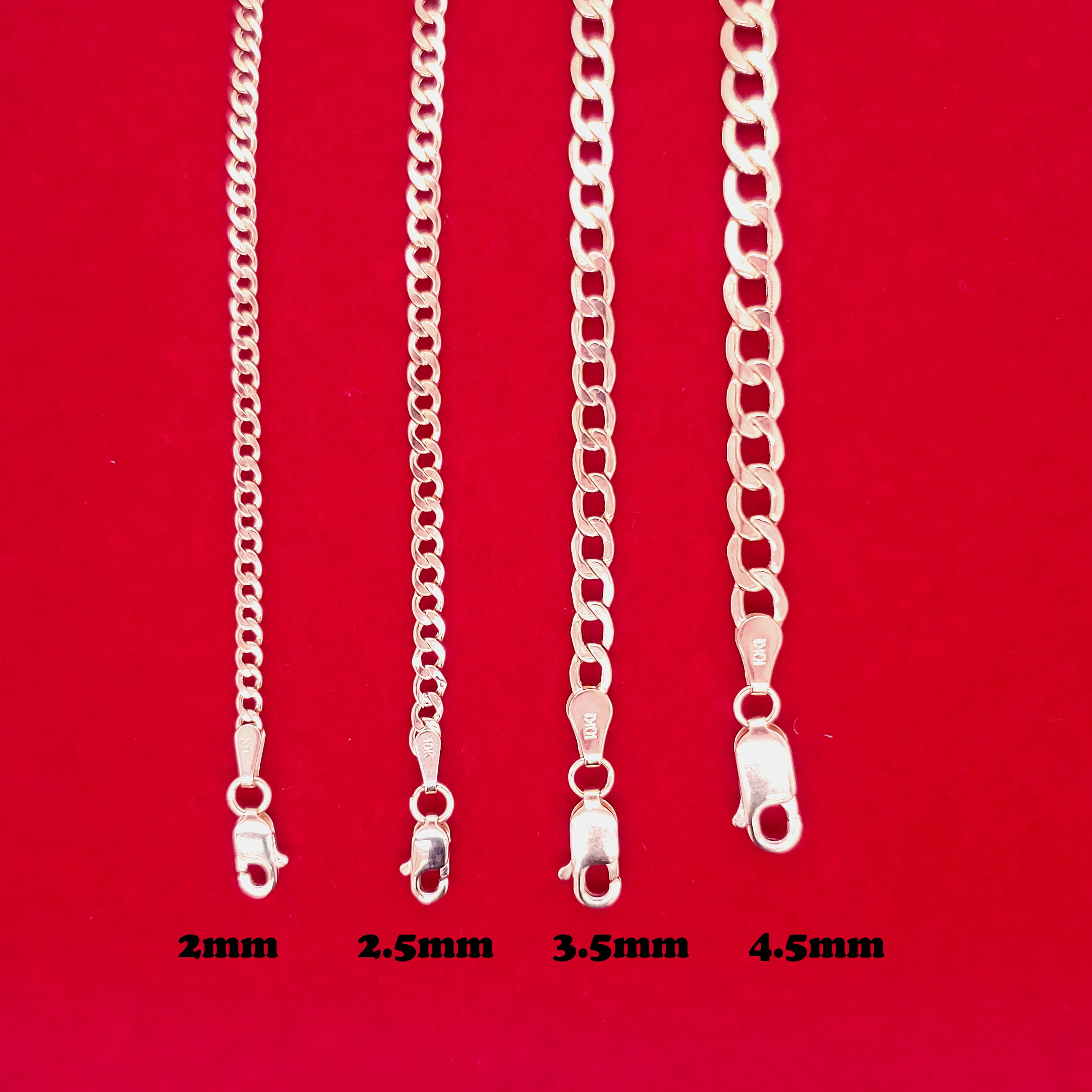 Real 10k Yellow Gold Hollow Cuban Men and Women Bracelet/Anklet 2.5 mm, 7" to 10"