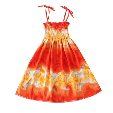 

Sleeveless Floral Dress Dress for Kids Toddler Kids Girls Floral Bohemian Flowers Sleeveless Beach Straps Dress Princess Clothes Girls Smocked Holiday Dress