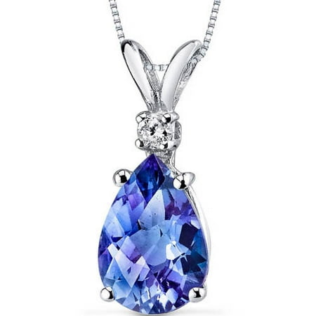 Oravo 2.50 Carat T.G.W. Pear-Shape Created Alexandrite and Diamond Accent 14kt White Gold Pendant, 18