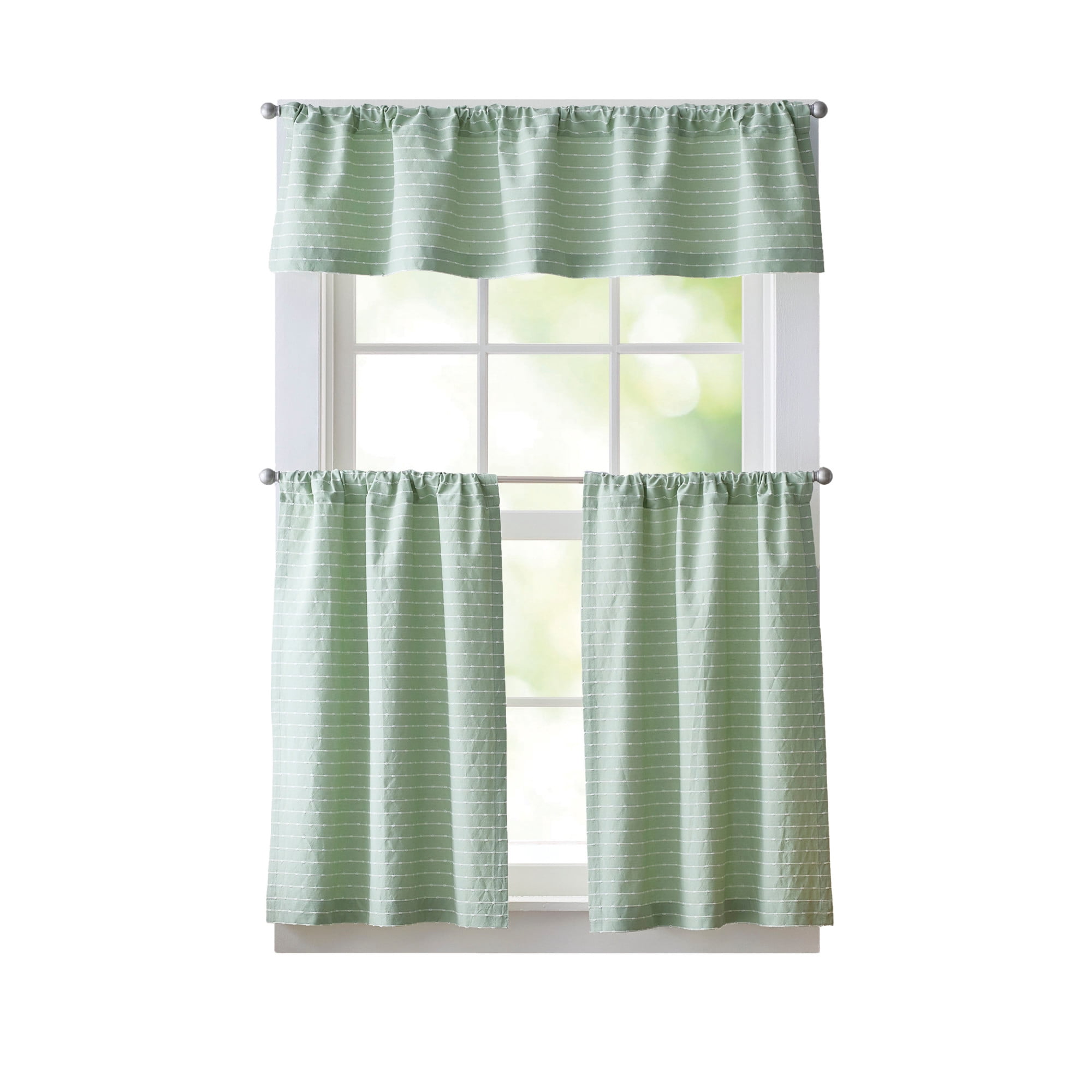 Curtainworks Bridge Street Valance Sage, 1 Piece, Indoor, Pole Top, 58," x 14", Adult