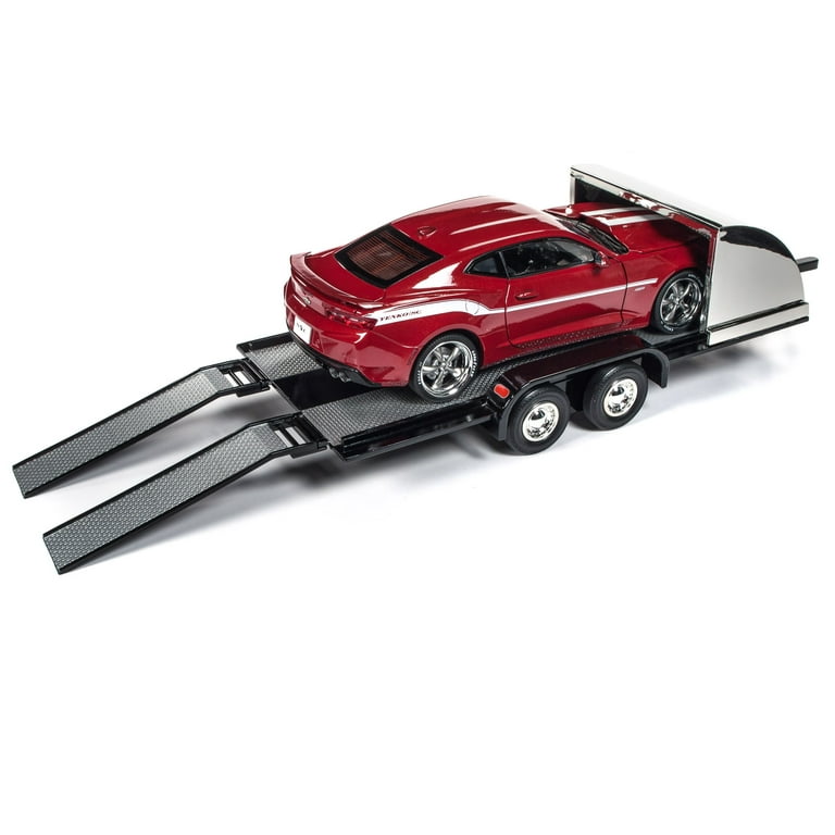 Four Wheel Open Car Hauler Trailer Black for 1/18 Scale Models by