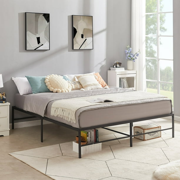VECELO 16 Inch King Metal Platform Bed Frame Heavy Duty Metal Bed