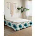 thumbnail image 2 of Watercolor Blue Flowers Bed Skirt King Size 16" Drop Butterfly Leaf Retro Pastoral Style Ruffled Wrap Around Bed Skirts Adjustable Elastic Bedskirt Dust Ruffle for King Size Bed, 2 of 7