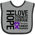 thumbnail image 3 of Inktastic Pancreatic Cancer Hope Love Strength Boys or Girls Baby Bib, 3 of 4