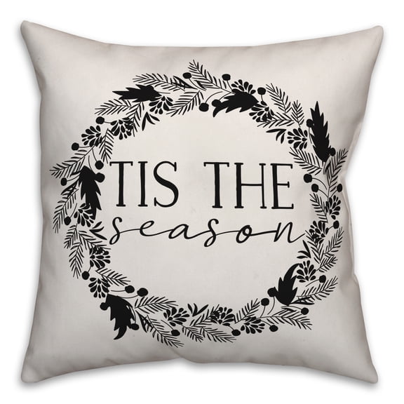 Creative Products Tis the Season Wreath 20x20 Spun Poly Pillow