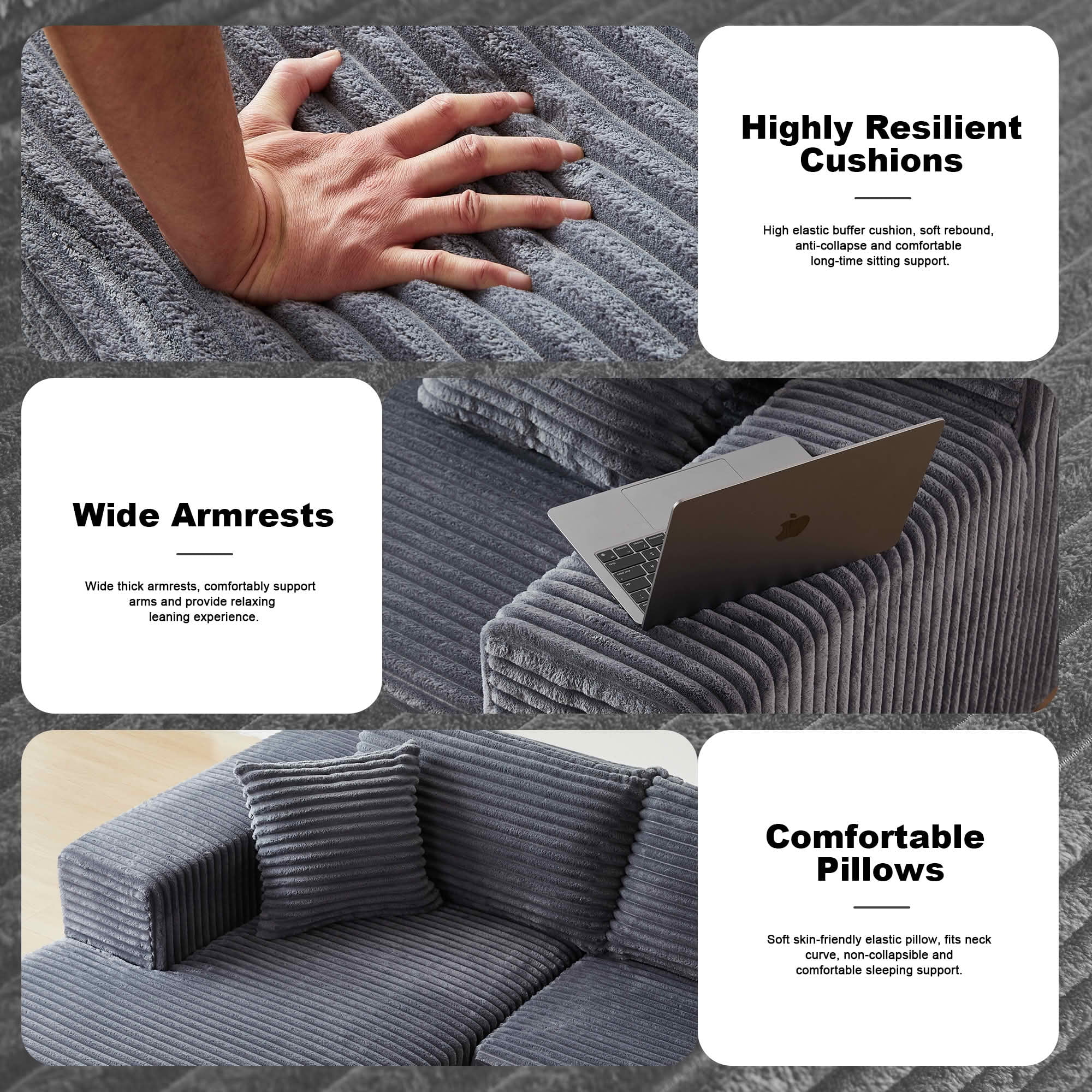 MAYEERTY 104" Cloud Sectional Couch with L-Shape Chaise, Modern Modular Sofa with Deep Seat, Upholstered Couches with Back Cushion for Living Room Bedroom, No Assembly Required