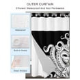 thumbnail image 4 of No Hook Shower Curtain with Snap-in Liner, Black White Octopus Waterproof Fabric Bathroom Curtains, Coastal Ocean Animals Nautical Bath Curtains & Mesh Top Window 72"x78" Long, 4 of 9