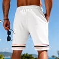 thumbnail image 6 of Bermuda Shorts for Men Summer Casual Waffle Knit Elastic Waist Straight Leg Slim Fit Beach Shorts with Pockets, 6 of 9